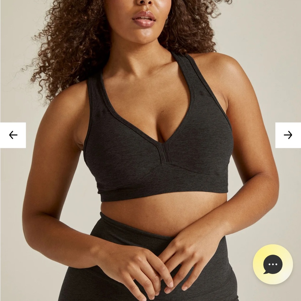 Beyond Yoga Dark Charcoal Padded V-Neck Sports Bra
